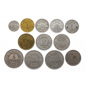 Francja, zestaw monet obiegowych 1940-1950 (12 szt.)