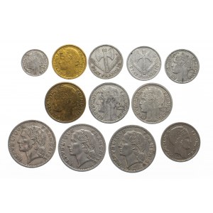 Francja, zestaw monet obiegowych 1940-1950 (12 szt.)