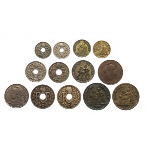 Francja, zestaw monet obiegowych 1903-1939 (13 szt.)