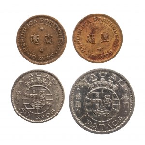 Portugalsko (portugalské Macao), sada oběžných mincí 1952-1972 (4 kusy).