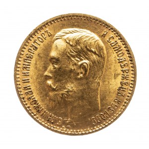 Rusko, Mikuláš II. 1894-1917, 5 rublů 1904 AP, Petrohrad.
