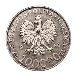 Polska, Rzeczpospolita Polska od 1989 roku, 100000 złotych 1990, Solidarność typ A.