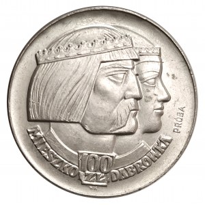 Polen, Volksrepublik Polen (1944-1989), 100 Zloty 1966, Mieszko und Dąbrówka - Köpfe, Muster