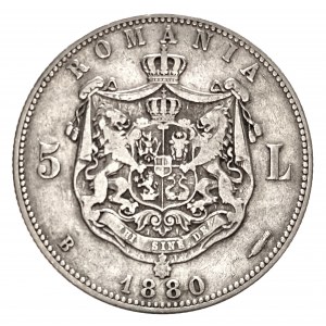 Rumunia, Karol I (1866-1914), 5 lejów 1880 B, Bukareszt