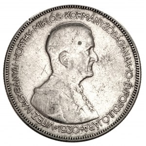 Węgry, Regencja (1926-1945), 5 pengo 1930 - 10 rocznica - Regencja Admirała Horthy
