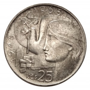 Czechosłowacja, 25 koron 1965, 20 rocznica wyzwolenia Czechosłowacji, Kremnica