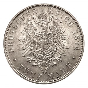 Germany, German Empire (1871-1918), Bavaria, 5 marks 1874 D, Munich