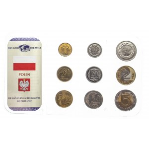 Poland, the Republic since 1989, denomination set of circulation coins 1995-2008