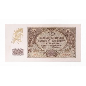 Poland, General Government (1940 - 1941), 10 zloty 1.03.1940, J series.
