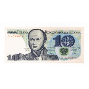 Poland, PRL (1944 - 1989), 10 ZŁOTYCH 1.06.1982, D series.