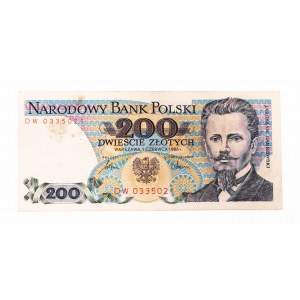 Polska, PRL (1944 - 1989), 200 ZŁOTYCH 1.06.1986, seria DW.