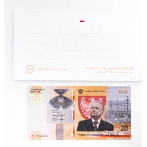 Rzeczpospolita Polska, NBP - banknot kolekcjonerski, 20 złotych 10.04.2021, Warto być Polakiem Lech Kaczyński.