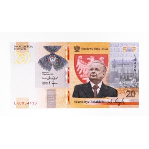 Rzeczpospolita Polska, NBP - banknot kolekcjonerski, 20 złotych 10.04.2021, Warto być Polakiem Lech Kaczyński.