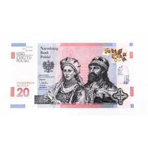 Rzeczpospolita Polska, NBP - banknot kolekcjonerski, 20 złotych 23.11.2015, 1050. rocznica chrztu Polski.
