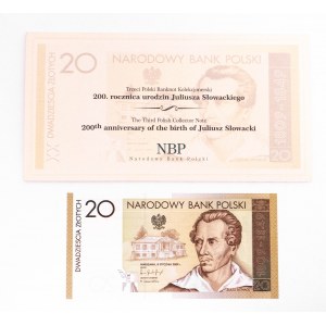 Rzeczpospolita Polska, NBP - banknot kolekcjonerski, 20 złotych 8.01.2009, 200 rocznica urodzin Juliusza Słowackiego.