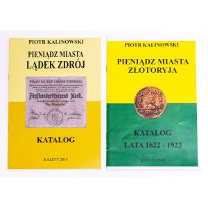 Piotr Kalinowski, zestaw dwóch katalogów: Pieniądz Miasta Złotoryja oraz Pieniądz Miasta Lądek Zdrój.