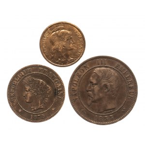 Francja, zestaw monet miedzianych