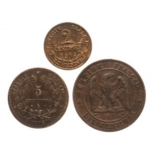 Francja, zestaw monet miedzianych