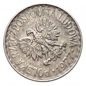 Polska, PRL (1944-1989), 1 złoty 1977 - destrukt, skrętka