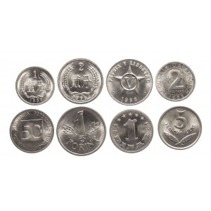 Różne państwa, zestaw 8 menniczych monet aluminiowych XX wiek.