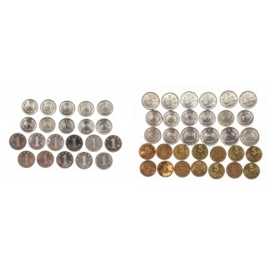 Chiny, zestaw monet obiegowych z lat 1971-2010 - 53 monety