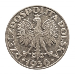 Polska, II Rzeczpospolita (1918-1939), 5 złotych 1936, Żaglowiec, Warszawa.