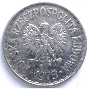 Polska, PRL (1944-1989), 1 złoty 1973 - destrukt, skrętka