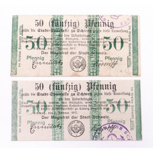Świecie, zestaw bonów, 2 x 50 fenigów (oba dwustronne) 1.02.1917