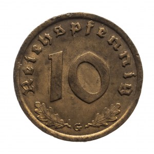 Niemcy, Trzecia Rzesza (1933 - 1945), 10 Reichspfennig 1939 G, Karlsruhe