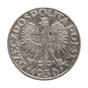 Polska, II Rzeczpospolita (1918-1939), 2 złote 1936, Żaglowiec, Warszawa.