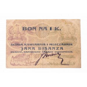 Kraków - Letnia Kawiarnia i Mleczarnia Jana Bisanza, bon na 1 koronę 1919