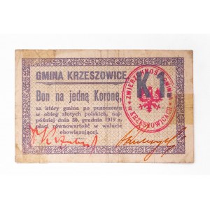 Krzeszowice - Gmina, bon na 1 koronę 30.12.1919