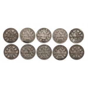 Niemcy, Cesarstwo Niemieckie (1871-1918), zestaw monet srebrnych 1/2 marki 1905-1908.