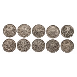 Niemcy, Cesarstwo Niemieckie (1871-1918), zestaw monet srebrnych 1/2 marki 1905-1908.