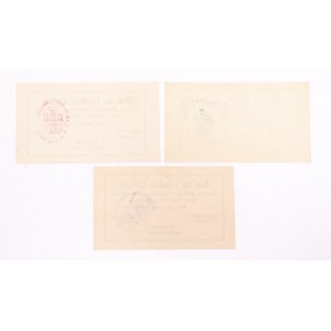 Nowy Sącz - Magistrat, zestaw 3 bonów na 1 koronę 1918 (czerwiec, sierpień, wrzesień)