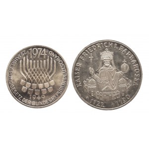 Germany, Federal Republic, set of silver coins 5 and 10 marks 1974-1990 (2 pieces).