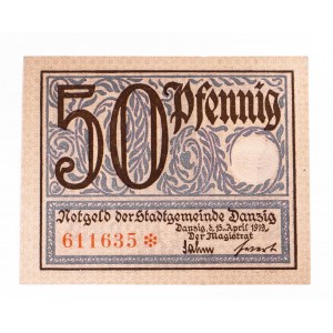 Gdańsk - Magistrat, 50 fenigów 15.04.1919