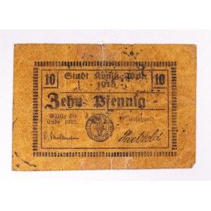 Chojnice, bon na 10 fenigów 1919 (podpisy Molkentin i Paetzold)