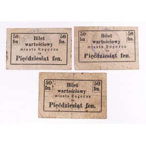 Rogoźno, zestaw bonów: 3 x 50 fenigów 1919