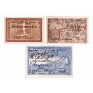 Siemianowice, Huta Laura, zestaw bonów: 1 marka, 2 marki i 5 marek ważne do 1.10.1921
