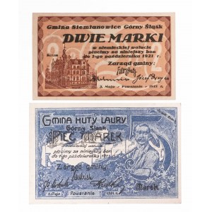 Siemianowice, Huta Laura, zestaw bonów: 2 marki i 5 marek ważne do 1.10.1921