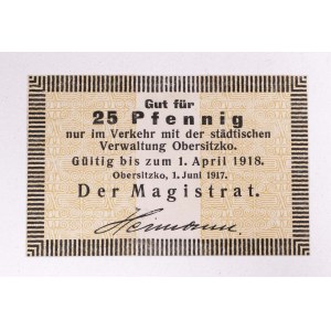 Obrzycko, 25 fenigów ważny od 1.06.1917
