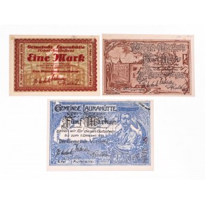 Siemianowice, Huta Laura, zestaw bonów: 1 marka, 2 marki i 5 marek ważne do 1.10.1921