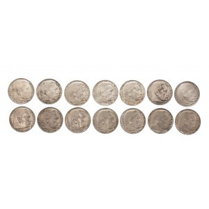 Niemcy, Trzecia Rzesza (1933-1945), zestaw monet 5 marek Hindenburg 1935-1936 (14 szt.)