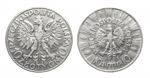Poland, Second Republic (1918-1939), set: 10 zloty 1932 b.zn., 10 zloty 1935