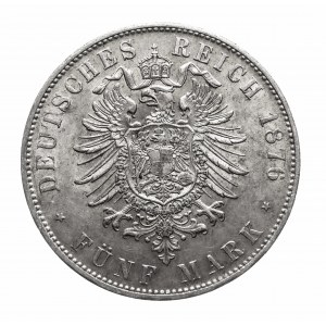 Niemcy, Cesarstwo Niemieckie (1871-1918), Bawaria, 5 marek 1876 D, Monachium - skrętka