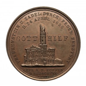 Schlesien, Ząbkowice Śląskie - Medaille auf die Zerstörung der Stadt 1858
