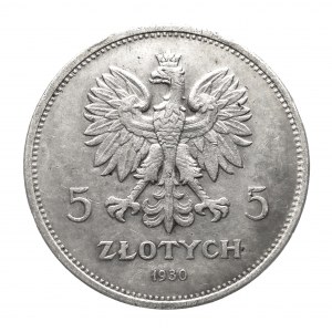 Polska, II Rzeczpospolita (1918-1939), 5 złotych 1930 Sztandar, stempel płytki
