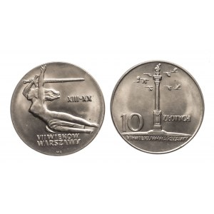 Poľsko, PRL (1944-1989), sada: 10 zlatých 1965 - Nike a veľký stĺp - mincovňa (1)