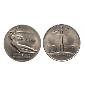 Poľsko, PRL (1944-1989), sada: 10 zlatých 1965 - Nike a veľký stĺp - mincovňa (2)
